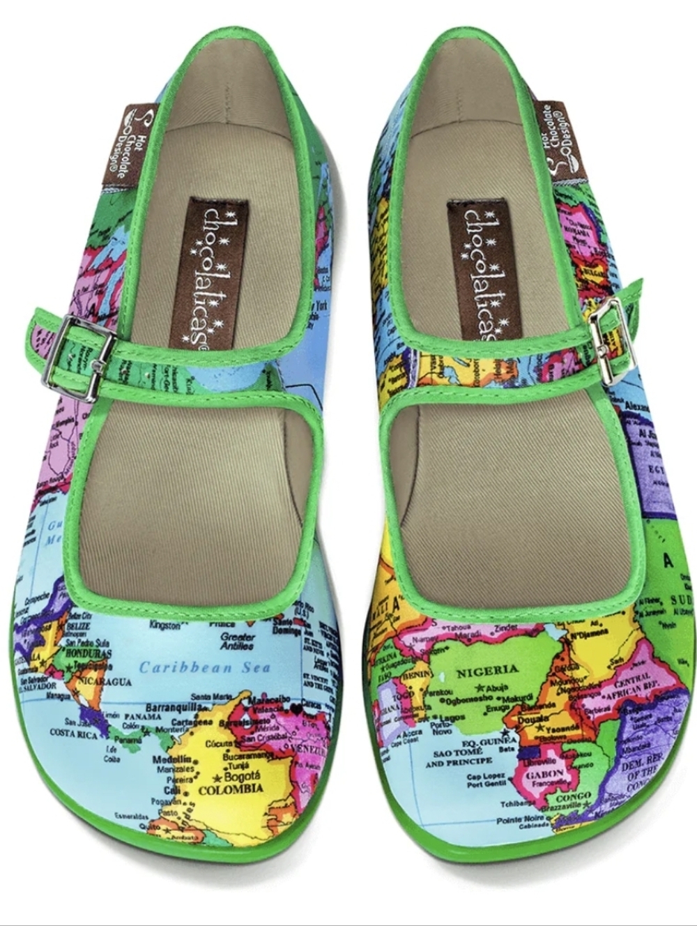 Hot Chocolate Design Chocolaticas Mary Jane Flat Bon Voyage Map Sz 6.5 US, 37 EU